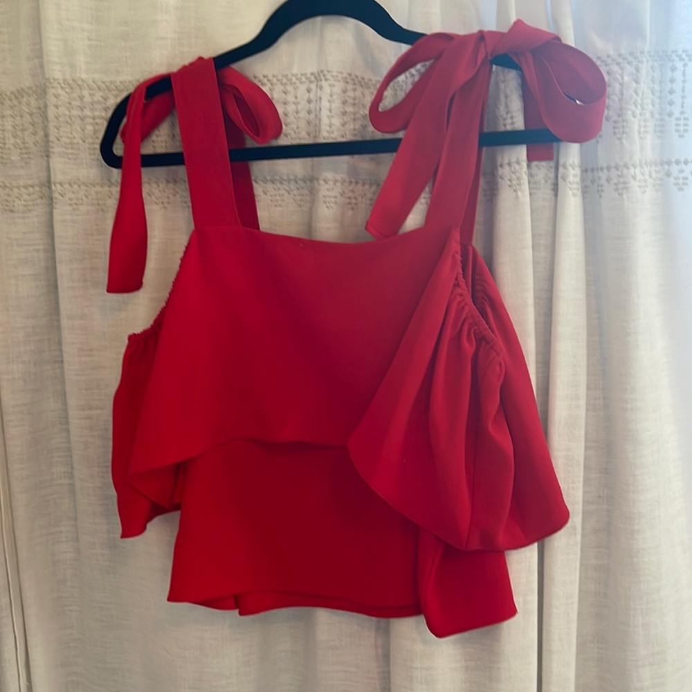 Amanda Uprichard Tie Shoulder Top